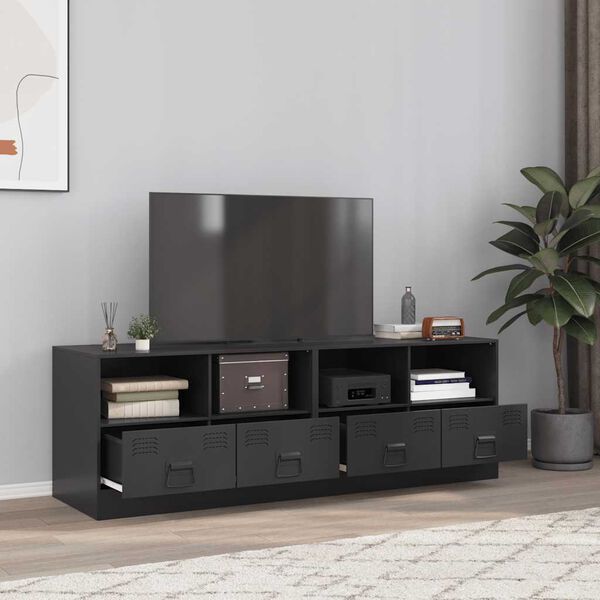 vidaXL TV Cabinets 2pcs Black 67x39x44 cm Steel