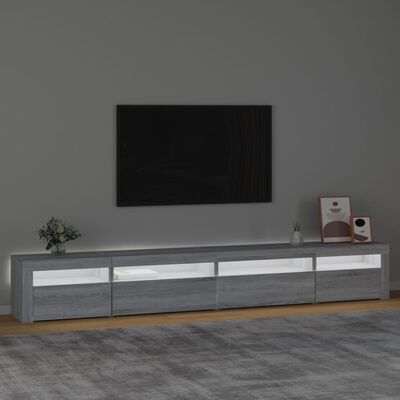 vidaXL TV Cabinet with LED Lights Grey Sonoma 270x35x40 cm