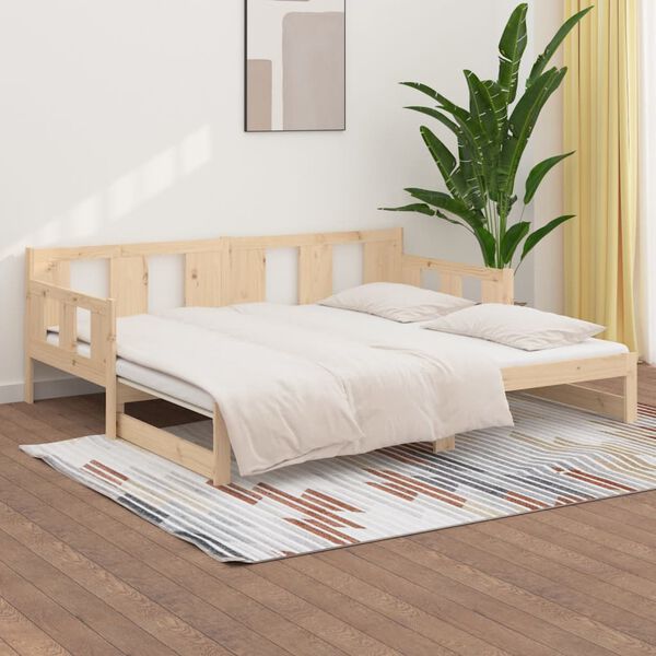 vidaXL Pull-out Day Bed without Mattress Solid Wood Pine 2x(80x200) cm