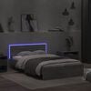vidaXL Bed Frame with Headboard and LED Grey Sonoma 140x190 cm