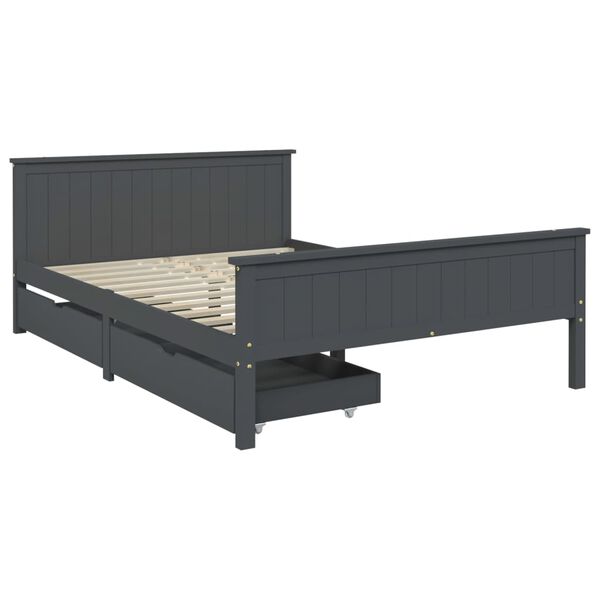 vidaXL Bed Frame without Mattress Dark Grey Solid Wood Pine 140x200 cm (322205+321990)