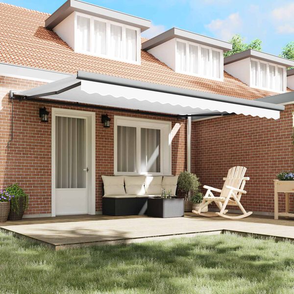 vidaXL Retractable Awning Manual White 4 x 3 m Canvas
