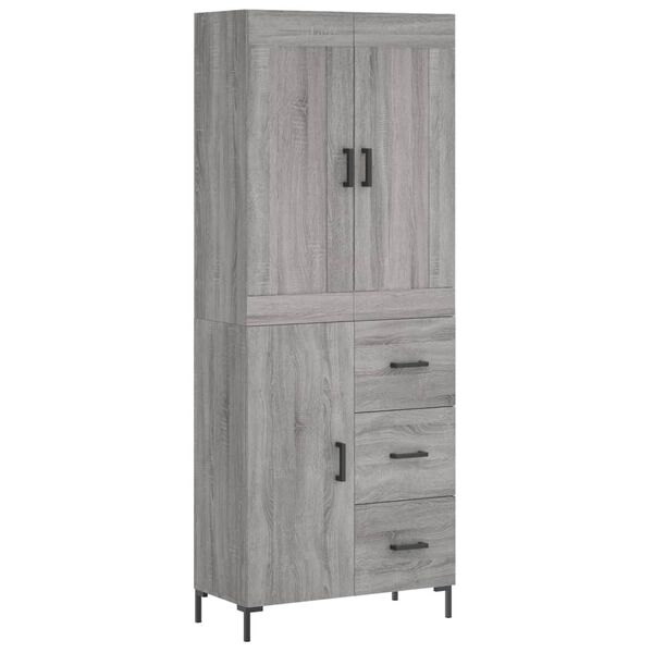 vidaXL Highboard Grey Sonoma 69.5x34x180 cm Engineered Wood
