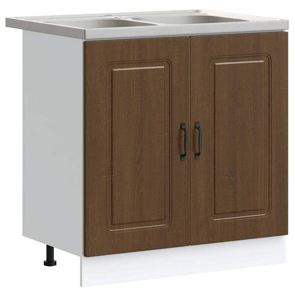 vidaXL Kitchen Cabinet with Door Kalmar 2 pcs Brown 80 x 46 x 81.5 cm