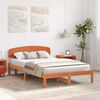vidaXL Bed Frame with Headboard Wax Brown 135 x 190 cm Solid Pine Wood