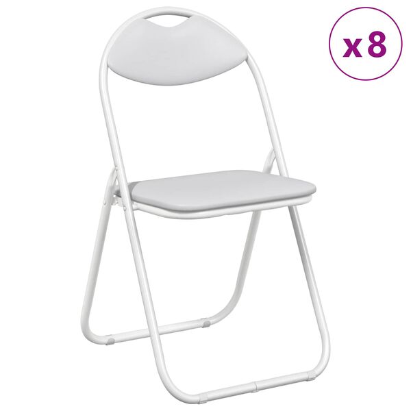 vidaXL Folding Chair 8 pcs White 48 x 43.5 x 81 cm Faux Leather