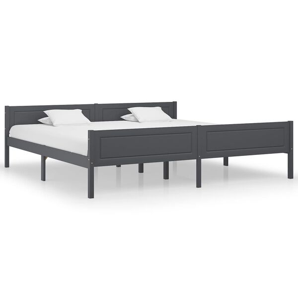 vidaXL Bed Frame without Mattress Solid Pinewood Grey 200x200 cm