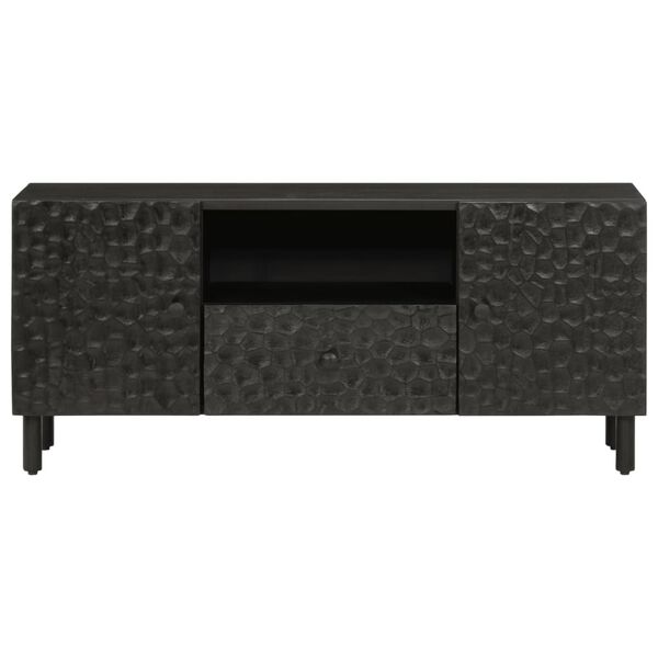 vidaXL TV Cabinet Black 105x33x46 cm Solid Wood Mango