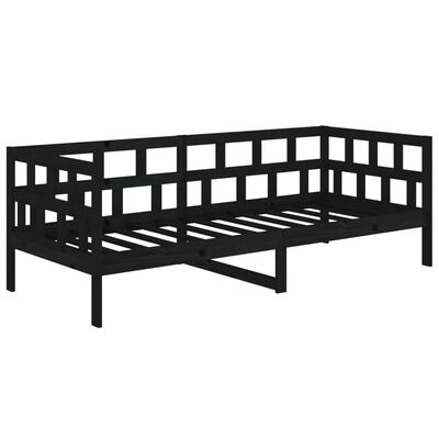 vidaXL Day Bed Black Solid Wood Pine 90x200 cm