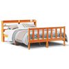 vidaXL Bed Frame with Headboard without Mattress Wax Brown 150x200 cm King Size