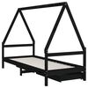 vidaXL Kids Bed Frame with Drawers Black 90x190 cm Solid Wood Pine