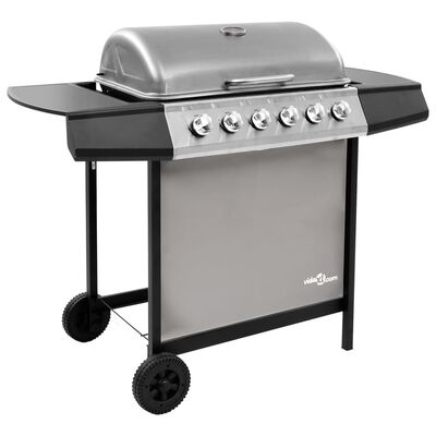 vidaXL Gas BBQ Grill with 6 Burners Black and Silver
