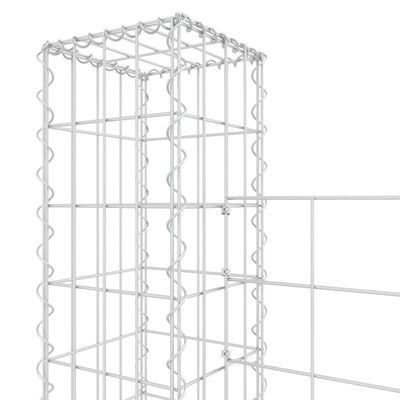 vidaXL U-shape Gabion Basket with 3 Posts Iron 260x20x150 cm