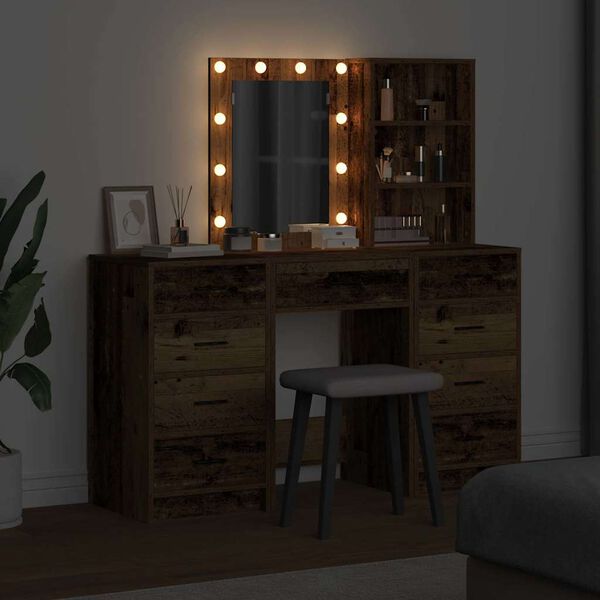 vidaXL Dressing Table 3 pcs Brown 40 x 41 x 135 cm Engineered wood