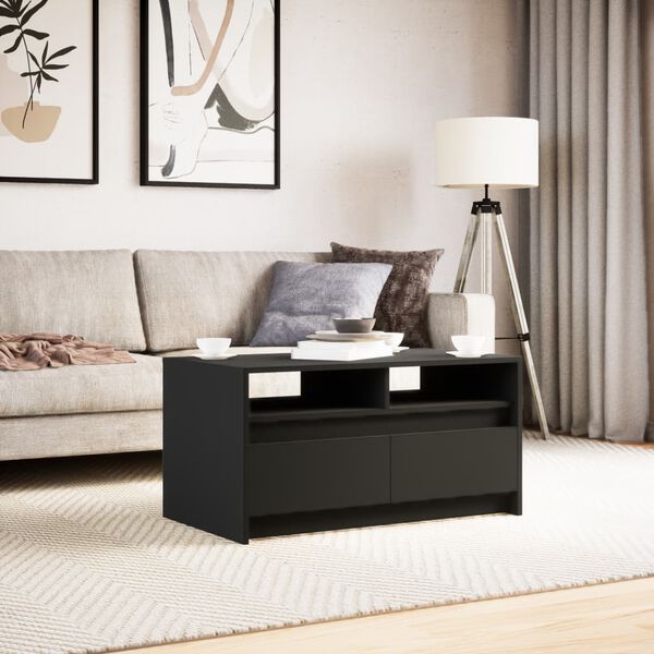 vidaXL Coffee Table with LED Lights Black Engineered Wood