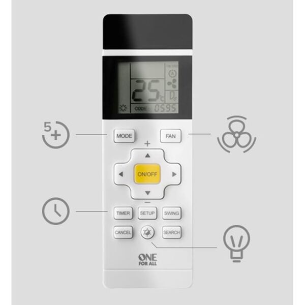 One For All Air Conditioning Remote Control White