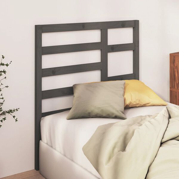 vidaXL Bed Headboard Grey 81x4x104 cm Solid Wood Pine