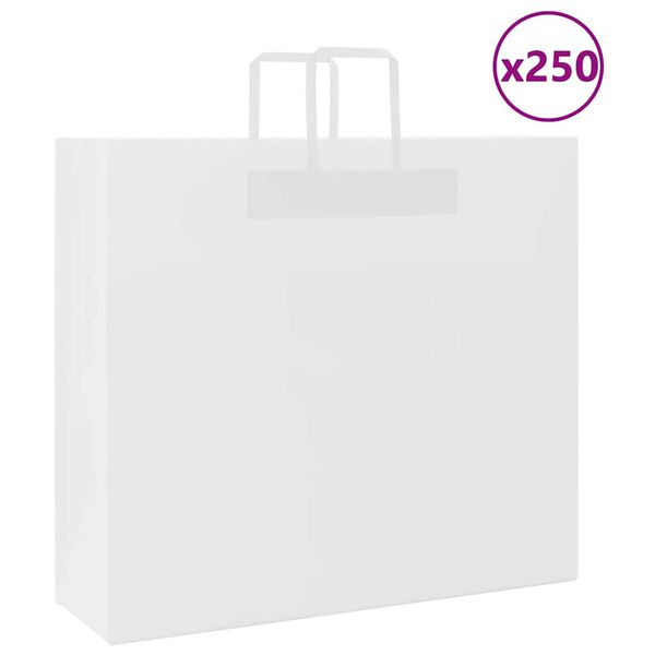 vidaXL Paper Bags 250 pcs with Handles White 54x15x49 cm