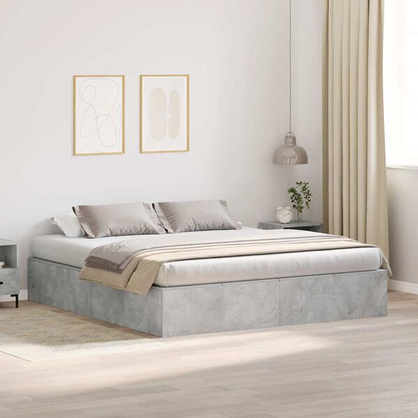 vidaXL Storage Bed Frame Concrete Grey 180 x 200 cm Engineered Wood