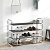 vidaXL Shoe Rack with 4 Shelves Metal and Plastic Black