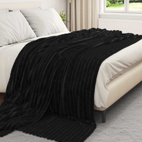 vidaXL Throw Blanket Black 240 x 220 cm Fleece