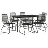 vidaXL 7 Piece Garden Dining Set Black PVC Rattan