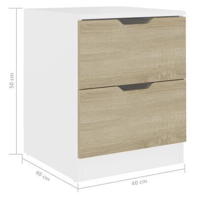 vidaXL Bedside Cabinet White & Sonoma Oak 40x40x50 cm Chipboard