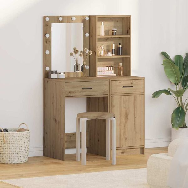 vidaXL Dressing Table Set with Shelf 2 pcs Artisan Oak Engineered Wood