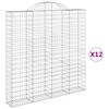 vidaXL Arched Gabion Baskets 12 pcs 200x30x200/220 cm Galvanised Iron