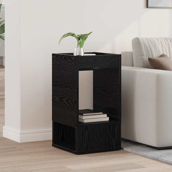 vidaXL End Table Black Oak 30 x 30 x 56 cm Engineered Wood
