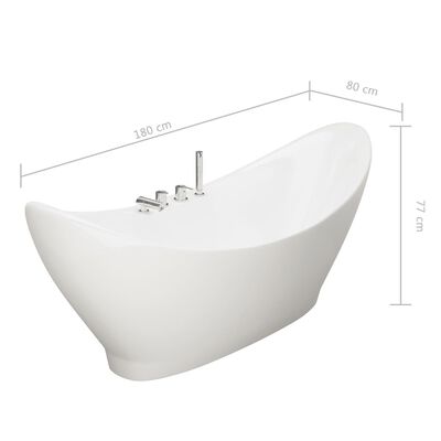 vidaXL Freestanding Bathtub with Faucet White Acrylic 183 L