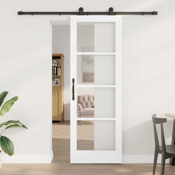 vidaXL Sliding Door ORKDAL White and Black 73.5 x 211 cm
