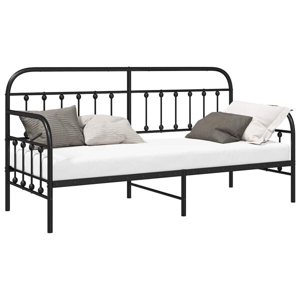 vidaXL Daybed Frame with Headboard Black 80 x 200 cm Steel