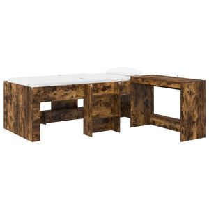 vidaXL Kids'High Bed Frame with Desk 2 pcs Smoked Oak Engineered Wood