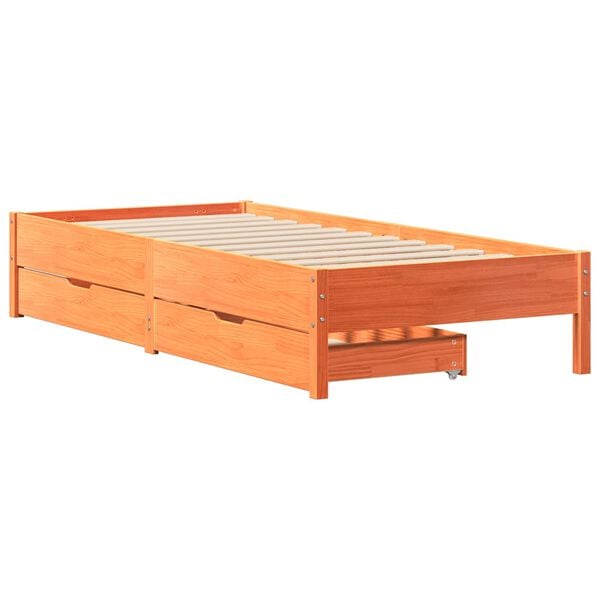 vidaXL Bed Frame without Mattress Wax Brown 90x190 cm Single Solid Wood Pine