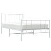 vidaXL Metal Bed Frame without Mattress with Footboard White 90x190cm