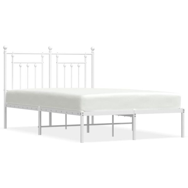 vidaXL Metal Bed Frame without Mattress with Headboard White 120x200cm