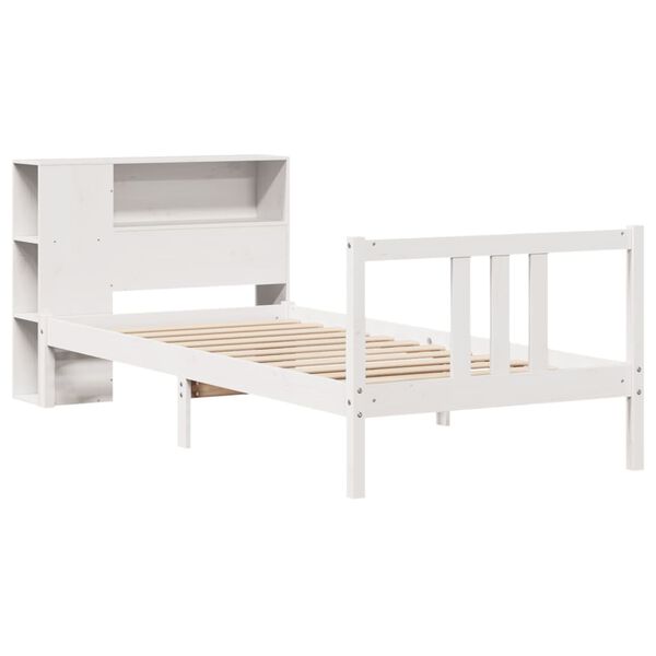 vidaXL Bookcase Bed without Mattress White 90x200cm Solid Wood Pine