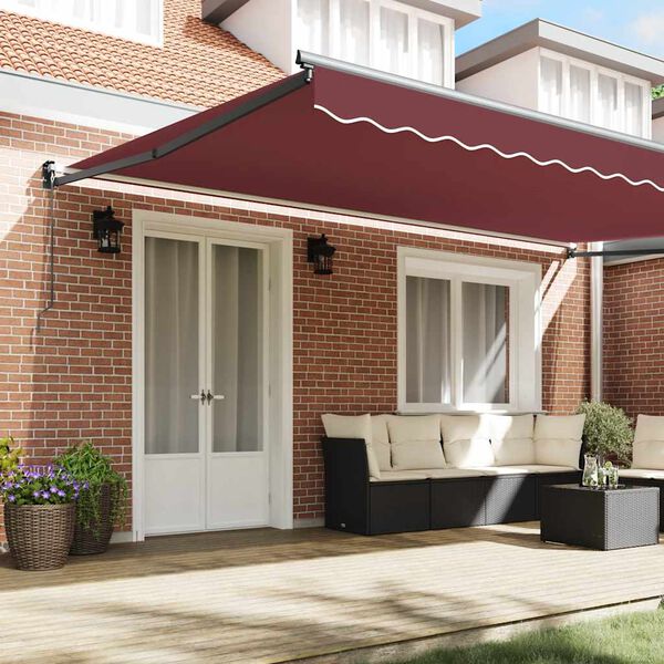 vidaXL Manual Retractable Awning Burgundy 500x300 cm