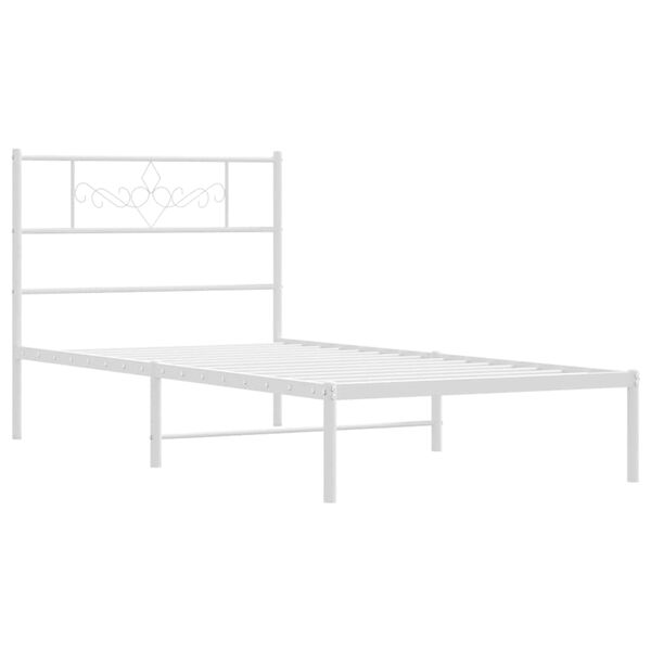 vidaXL Metal Bed Frame without Mattress with Headboard White 100x190cm