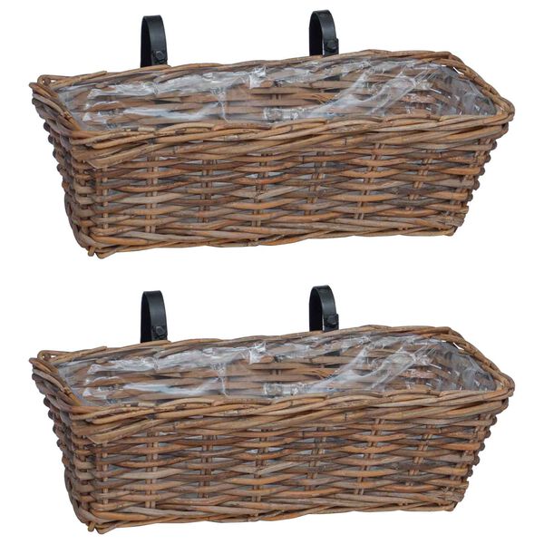 vidaXL Hanging Planter Basket 2 pcs Brown 48 x 22 x 15 cm Lacak Rattan
