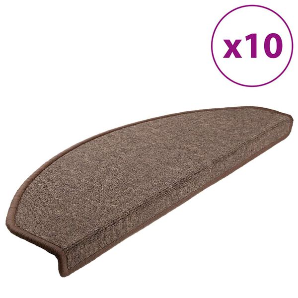 vidaXL Stair Mats 10 pcs 65x24x4 cm Coffee Brown Half Round Large