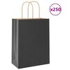 vidaXL Paper Bags 250 pcs with Handles Black 21x11x28 cm