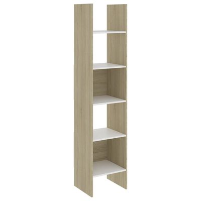 vidaXL Book Cabinet White and Sonoma Oak 40x35x180 cm Engineered Wood