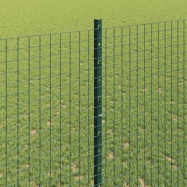 vidaXL Fence with Post Green 1.4 x 50 m Steel and PVC
