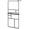 vidaXL Walk-in Shower Wall with Shelf Black 90x195 cm
