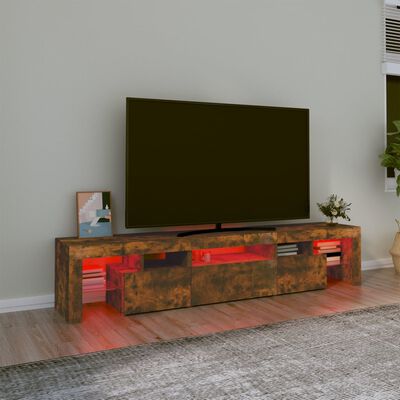 vidaXL TV Cabinet with LED Lights Smoked Oak 200x36.5x40 cm