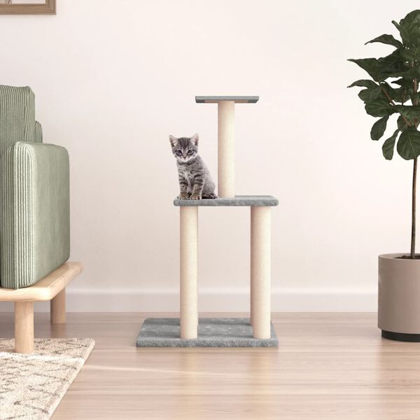 vidaXL Cat Tree with Sisal Scratching Posts Light Grey 85.5 cm