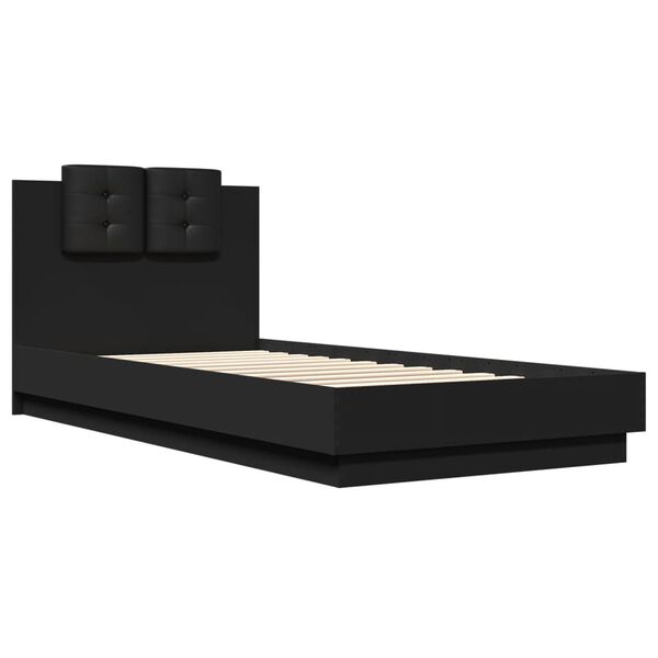 vidaXL Bed Frame with LED without Mattress Black 90x200 cm