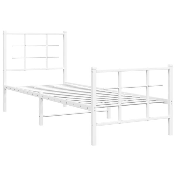 vidaXL Metal Bed Frame without Mattress with Footboard White 80x200cm